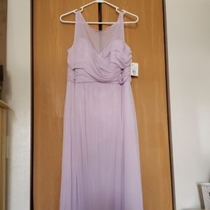 David's Bridal Iris Long Illusion Mesh Dress